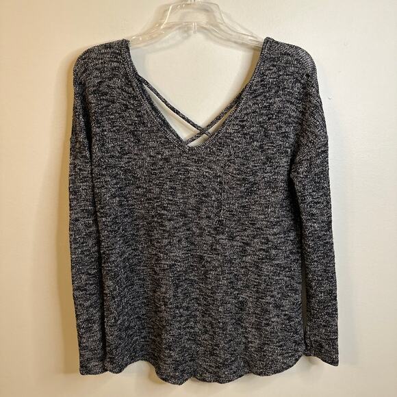 Moa Moa women’s Small Marbled black/white criss cross Sweater - Picture 1 of 5